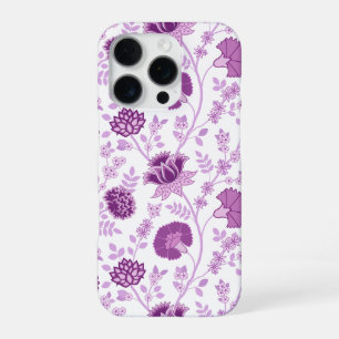 Jacobean Floral Big Pattern Pinks on White iPhone 16 Pro Case
