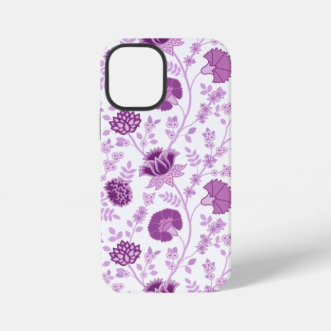 Jacobean Floral Big Pattern Pinks on White iPhone Case (Back)