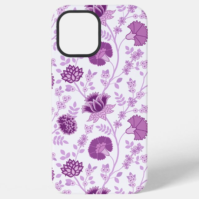 Jacobean Floral Big Pattern Pinks on White iPhone Case (Back)
