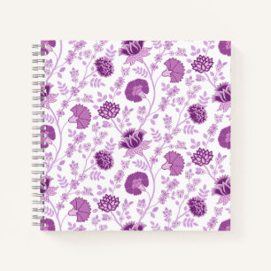Jacobean Floral Big Pattern Pinks on White Notebook