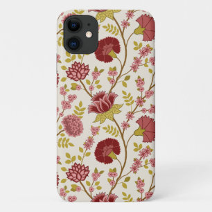 Jacobean Floral Big Pattern Reds Pinks Gold Cream iPhone 11 Case