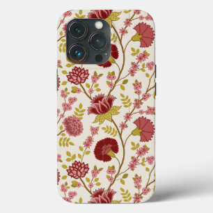 Jacobean Floral Big Pattern Reds Pinks Gold Cream iPhone 13 Pro Case