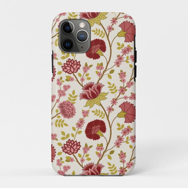 Jacobean Floral Big Pattern Reds Pinks Gold Cream Case-Mate iPhone Case (Back)