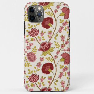 Jacobean Floral Big Pattern Reds Pinks Gold Cream iPhone 11 Pro Max Case