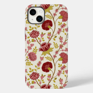 Jacobean Floral Big Pattern Reds Pinks Gold Cream Case-Mate iPhone 14 Plus Case