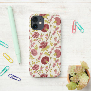 Jacobean Floral Big Pattern Reds Pinks Gold Cream iPhone 12 Mini Case