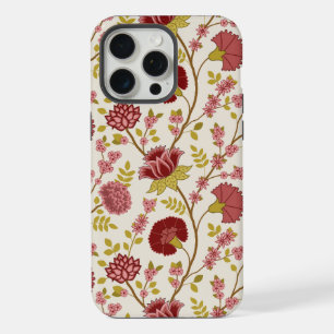 Jacobean Floral Big Pattern Reds Pinks Gold Cream iPhone 15 Pro Max Case