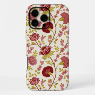 Jacobean Floral Big Pattern Reds Pinks Gold Cream iPhone 16 Pro Max Case
