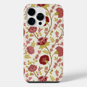 Jacobean Floral Big Pattern Reds Pinks Gold Cream iPhone 14 Pro Max Case