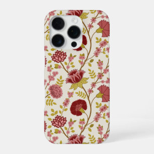 Jacobean Floral Big Pattern Reds Pinks Gold Cream iPhone 16 Pro Case
