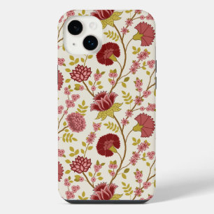 Jacobean Floral Big Pattern Reds Pinks Gold Cream iPhone 14 Plus Case