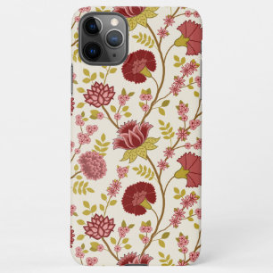 Jacobean Floral Big Pattern Reds Pinks Gold Cream iPhone 11Pro Max Case