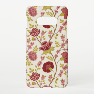 Jacobean Floral Big Pattern Reds Pinks Gold Cream Samsung Galaxy Case