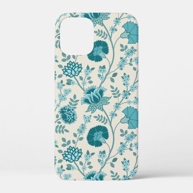 Jacobean Floral Big Pattern Teals on Cream Case-Mate iPhone Case (Back)