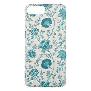 Jacobean Floral Big Pattern Teals on Cream iPhone 8 Plus/7 Plus Case