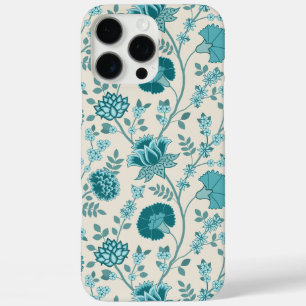 Jacobean Floral Big Pattern Teals on Cream iPhone 16 Pro Max Case