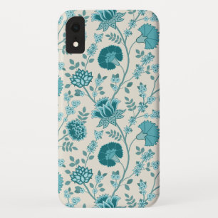 Jacobean Floral Big Pattern Teals on Cream iPhone XR Case