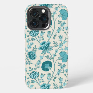 Jacobean Floral Big Pattern Teals on Cream iPhone 13 Pro Case