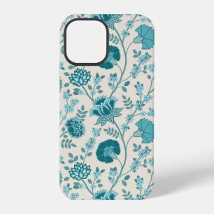 Jacobean Floral Big Pattern Teals on Cream iPhone 12 Pro Case
