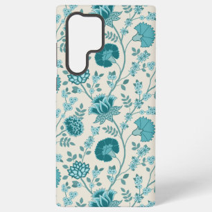 Jacobean Floral Big Pattern Teals on Cream Samsung Galaxy Case