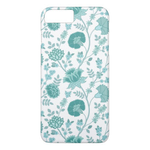 Jacobean Floral Big Pattern Teals on White iPhone 8 Plus/7 Plus Case