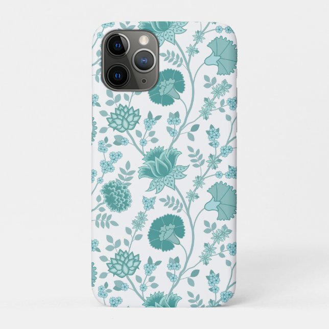 Jacobean Floral Big Pattern Teals on White Case-Mate iPhone Case (Back)