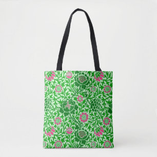 Jacobean Floral, Emerald and Lime Green Tote Bag