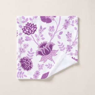 Jacobean Floral Lg Pattern Pinks on White Wash Cloth