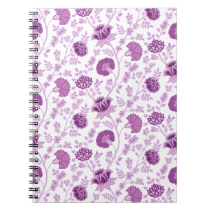 Jacobean Floral Pattern Pinks on White Notebook