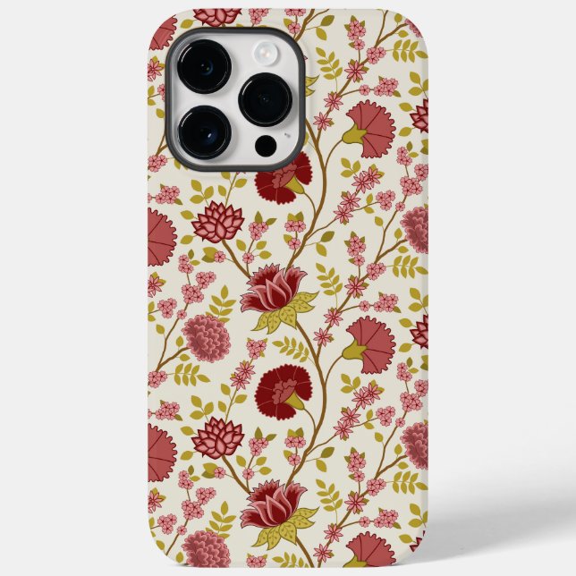 Jacobean Floral Pattern Reds Pinks Gold Cream Case-Mate iPhone Case (Back)