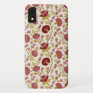 Jacobean Floral Pattern Reds Pinks Gold Cream iPhone XR Case