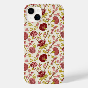 Jacobean Floral Pattern Reds Pinks Gold Cream Case-Mate iPhone 14 Plus Case