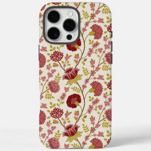 Jacobean Floral Pattern Reds Pinks Gold Cream iPhone 16 Pro Max Case