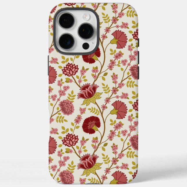 Jacobean Floral Pattern Reds Pinks Gold Cream Case-Mate iPhone Case (Back)