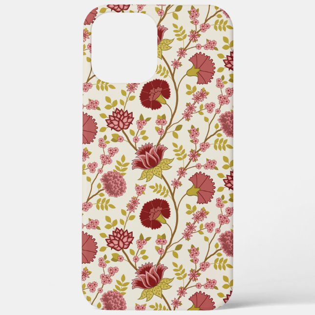 Jacobean Floral Pattern Reds Pinks Gold Cream Case-Mate iPhone Case (Back)