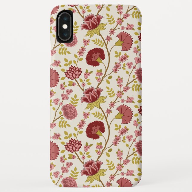 Jacobean Floral Pattern Reds Pinks Gold Cream Case-Mate iPhone Case (Back)