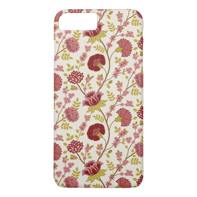 Jacobean Floral Pattern Reds Pinks Gold Cream Case-Mate iPhone Case (Back)