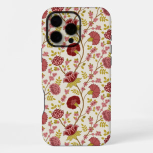 Jacobean Floral Pattern Reds Pinks Gold Cream iPhone 16 Pro Max Case