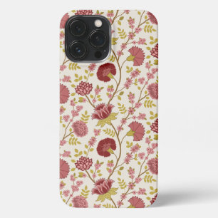 Jacobean Floral Pattern Reds Pinks Gold Cream iPhone 13 Pro Max Case