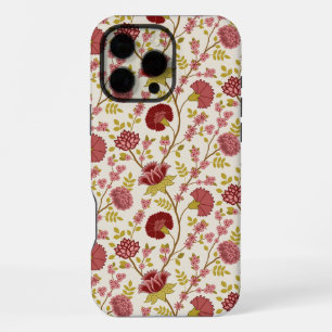 Jacobean Floral Pattern Reds Pinks Gold Cream iPhone 16 Pro Max Case
