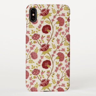 Jacobean Floral Pattern Reds Pinks Gold Cream iPhone Case