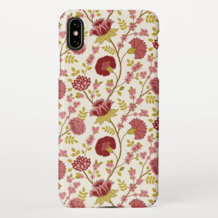 Jacobean Floral Pattern Reds Pinks Gold Cream iPhone Case