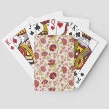 Jacobean Floral Pattern Reds Pinks Gold Cream