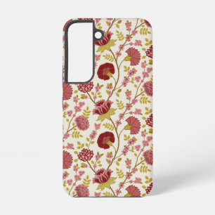 Jacobean Floral Pattern Reds Pinks Gold Cream Samsung Galaxy Case