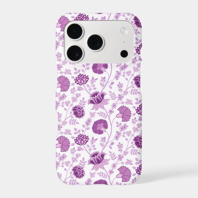 Jacobean Floral Repeat Pattern Pinks on White (Back)