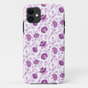 Jacobean Floral Repeat Pattern Pinks on White iPhone 11 Case