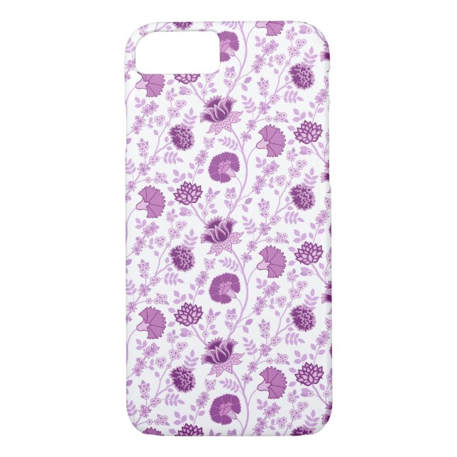Jacobean Floral Repeat Pattern Pinks on White Case-Mate iPhone Case (Back)