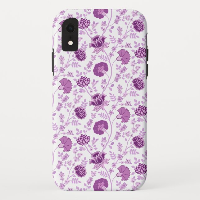 Jacobean Floral Repeat Pattern Pinks on White Case-Mate iPhone Case (Back)