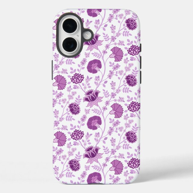 Jacobean Floral Repeat Pattern Pinks on White Case-Mate iPhone Case (Back)