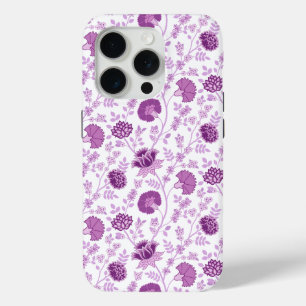 Jacobean Floral Repeat Pattern Pinks on White iPhone 15 Pro Case